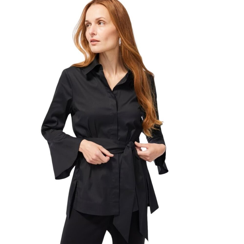 Chico's Black Label Poplin Tunic, Size 12, Black, NWT